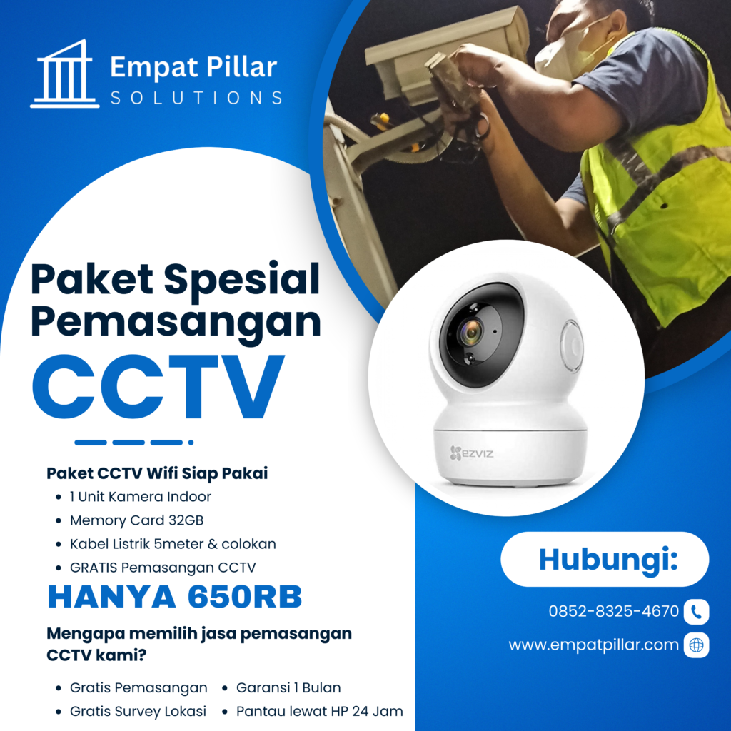 Biru dan Putih Modern Jasa Pemasangan CCTV Postingan Facebook